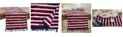 Saro Lifestyle Chindi Table Runner with Striped Patriotic Design, 72" x 16"
